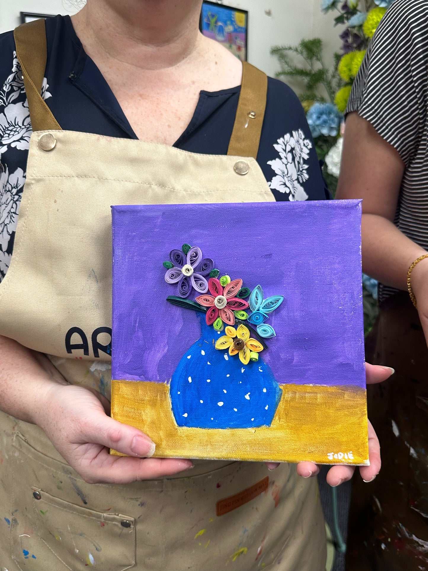 Flower Paint and Sip: 3D Quilling and Acrylic Art Class（1.5hrs）