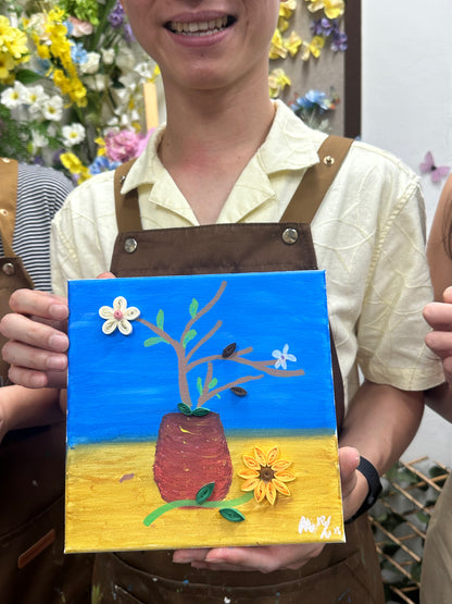 Flower Paint and Sip: 3D Quilling and Acrylic Art Class（1.5hrs）